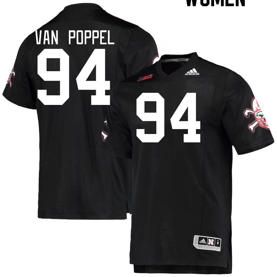 Women #94 Riley Van Poppel Nebraska Cornhuskers College Football Jerseys Stitched Sale-Black - Click Image to Close